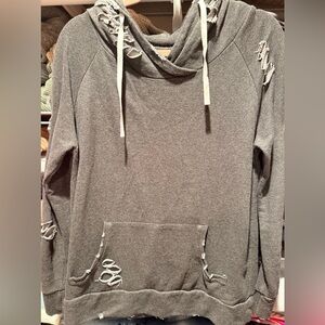 Chelsea DeBoer by Lilie & Lottie distressed hoodie charcoal grey